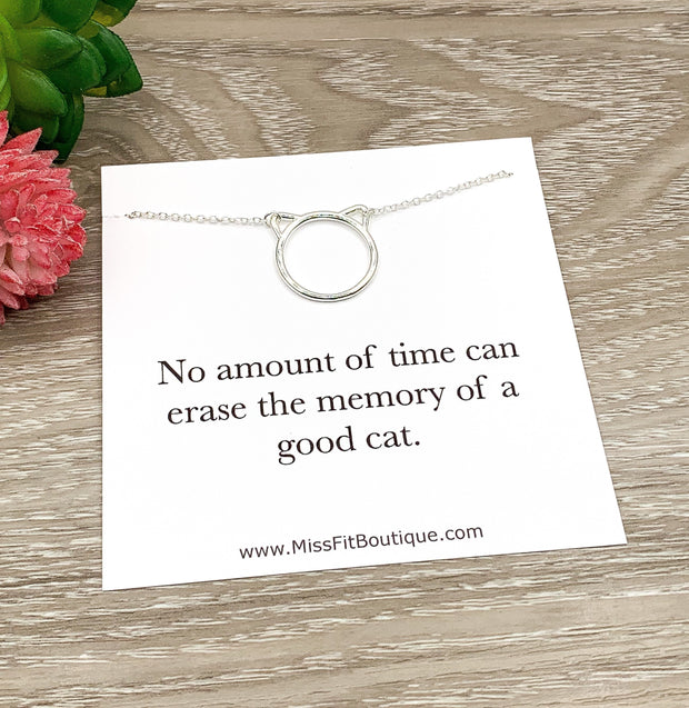 Cat Remembrance Gift, Cat Necklace, Cat Ears Pendant, Memorial Gift for Cat Owner, Minimal Cat Jewelry, Cat Loss Gift, Thinking of You Gift