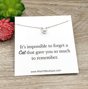 Tiny Cat Necklace, Sterling Silver Jewelry, Cat Remembrance Gift, Gift for Grieving Cat Owner, Mourning Cat Mom, Cat Memorial Keepsake