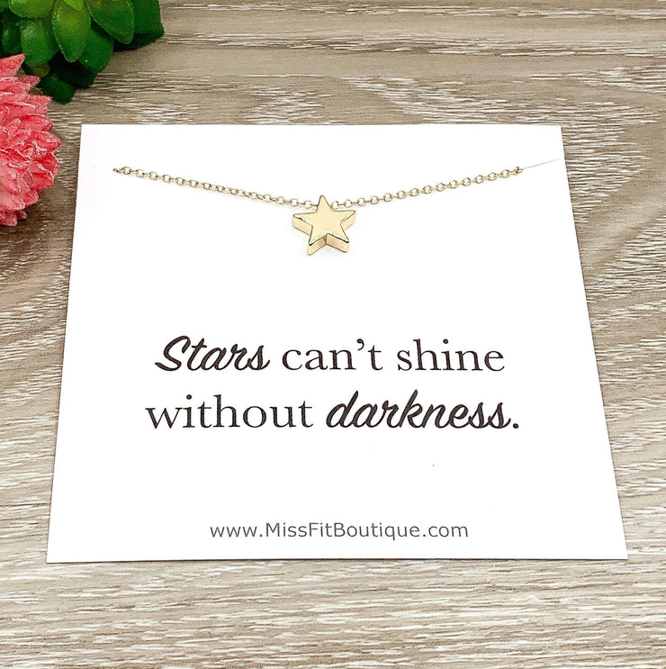Tiny Star Necklace, Inspirational Quote, Uplifting Gift for Women, Celestial Jewelry, Teen Girl Gift, Cheer Up Gift, Friend Gift, Daughter