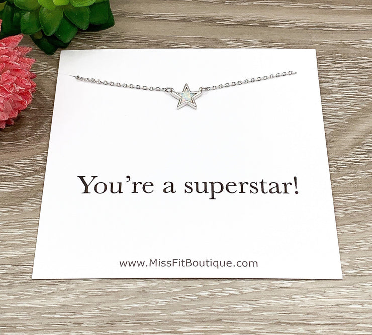 You’re Superstar Gift, Opal Star Necklace, Celestial Jewelry, Teenage Girl Gift, Cheer Up Gift, Friend Birthday Gift, Cute Graduation Gift