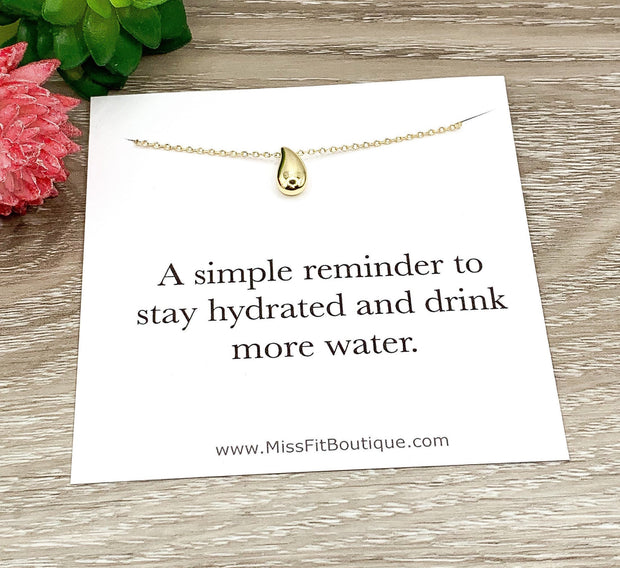 Water Droplet Necklace, Dainty Jewelry, Teardrop Necklace Gold, Waterdrop Necklace, Reminder to Stay Hydrated, Simple Reminder Jewelry