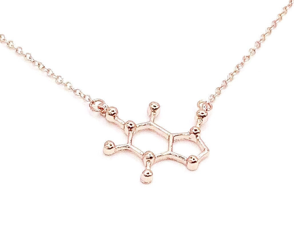 Caffeine Addict Gift, Caffeine Necklace Rose Gold, Molecular Jewelry, Coffee Lover Gift, Mom Friend Gift, Motherhood Jewelry, Holidays