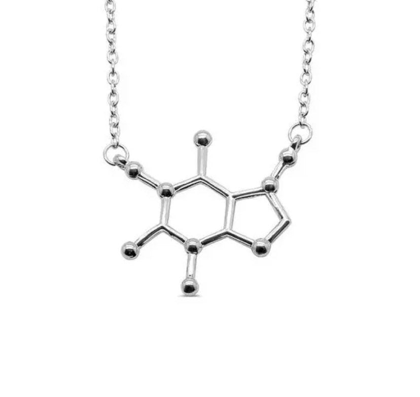 Caffeine Addict Gift, Caffeine Necklace Rose Gold, Molecular Jewelry, Coffee Lover Gift, Mom Friend Gift, Motherhood Jewelry, Holidays