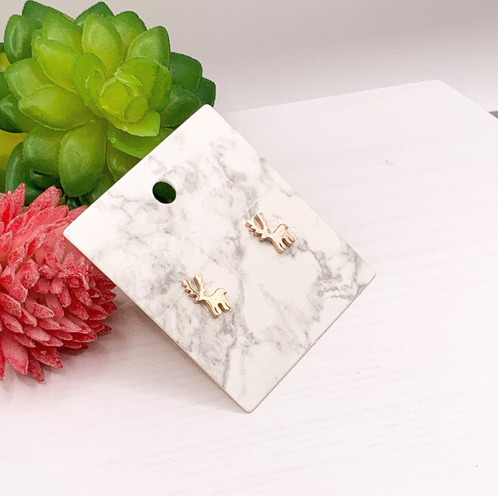 Tiny Christmas Tree Stud Earrings, Reindeer Earrings, Sterling Silver Studs, Holiday Jewelry, Asymmetric Earrings, Stocking Stuffer for Her