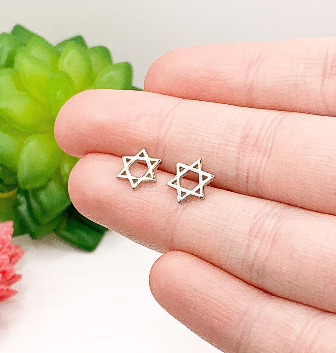 Tiny Star of David Earrings, Sterling Silver Stud Earrings, Bat Mitzvah Gift, Jewish Jewelry, Hanukkah Gift for Her, Religious Earrings