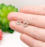 Tiny Star of David Earrings, Sterling Silver Stud Earrings, Bat Mitzvah Gift, Jewish Jewelry, Hanukkah Gift for Her, Religious Earrings