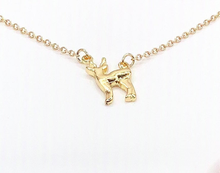 Dainty Deer Necklace, Love You Deerly Card, Reindeer Jewelry, Animal Lover Jewelry, Elk Necklace, Thoughtful Gift for Daughter from Mom