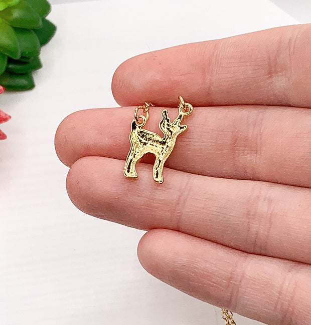 Dainty Deer Necklace, Love You Deerly Card, Reindeer Jewelry, Animal Lover Jewelry, Elk Necklace, Thoughtful Gift for Daughter from Mom