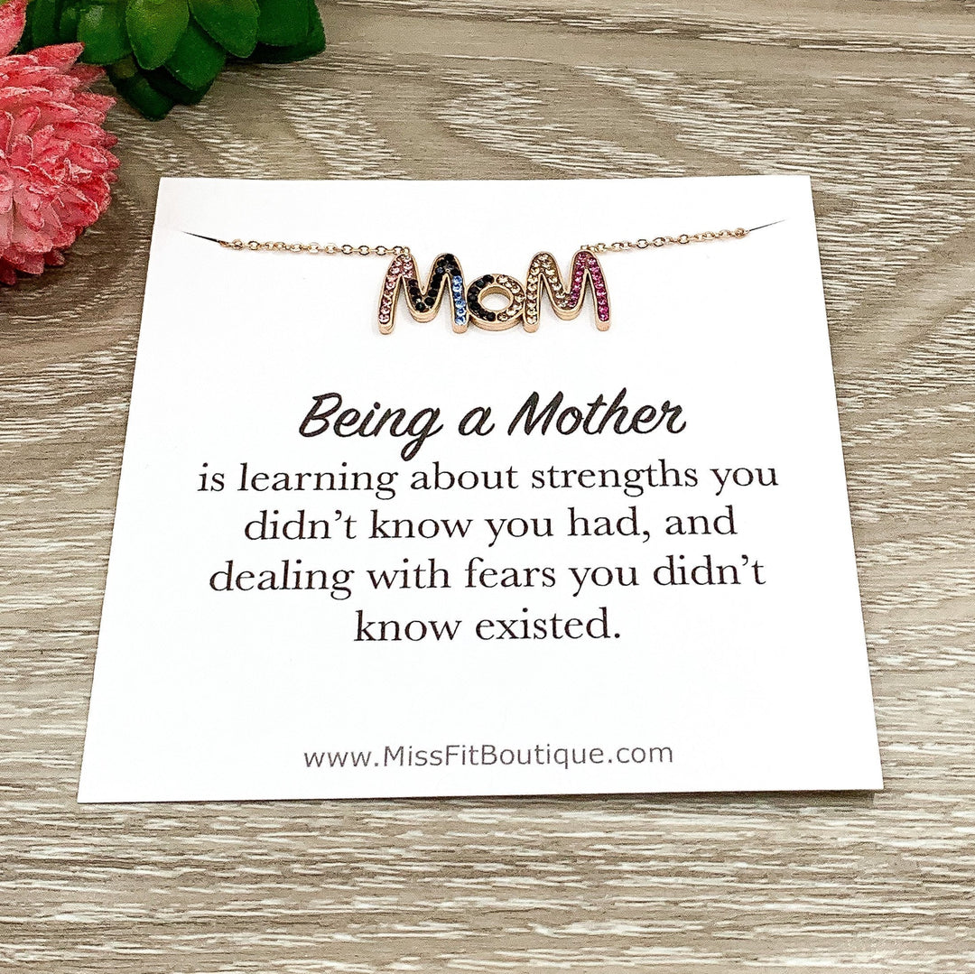 Being a Mother Card, MOM Necklace, Dainty Jewelry, Gift for New Mom, Fearless Quote, Motivational Jewelry, Simple Reminder Gift for Mom