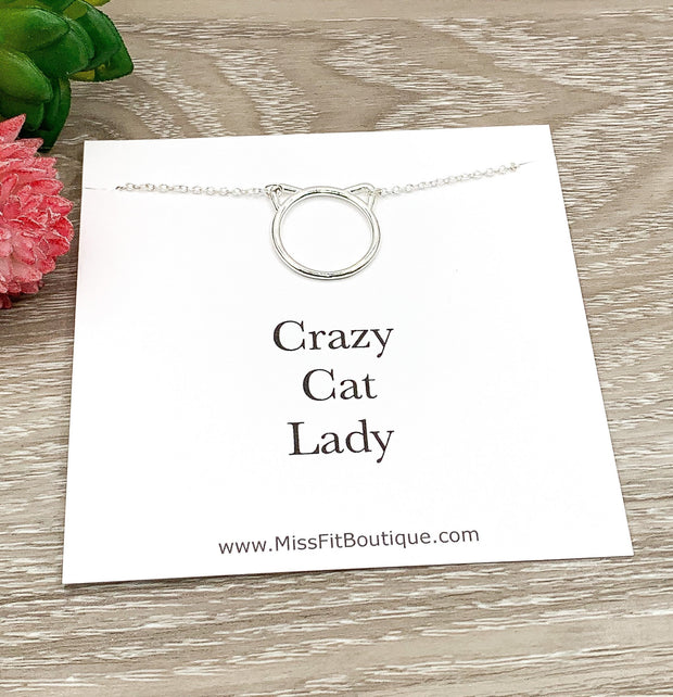 Crazy Cat Lady Gift, Purrfection Necklace Gold, Dainty Cat Ears Pendant, Minimal Cat Jewelry, Cat Lover Gift, Cat Owner Gift