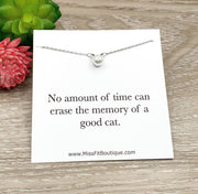 Tiny Cat Necklace, Sterling Silver Jewelry, Cat Memorial Keepsake, Gift for Grieving Cat Owner, Mourning Cat Mom, Cat Remembrance Gift