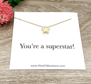 You’re Super Star Necklace, Uplifting Gift for Her, Celestial Jewelry, Teenage Girl Gift, Cheer Up Gift, Friend Birthday Gift, Daughter Gift