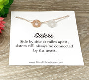 Tiny Compass Necklace Set for 2, Sisters Side by Side Quote, Gift for Sister, Matching Necklaces, Sister of the Bride Gift, Christmas Gift