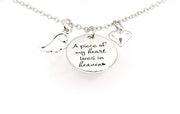 A Piece Of My Heart is in Heaven Charm Necklace, I Carry You In My Heart Card, Christian Necklace, Remembrance Necklace for Mother, Loss