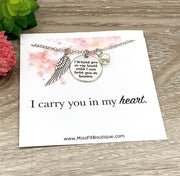 I’ll Hold You In My Heart Charm Necklace, I Carry You In My Heart Card, Christian Necklace, Memorial Necklace for Mother, Loss of Aunt