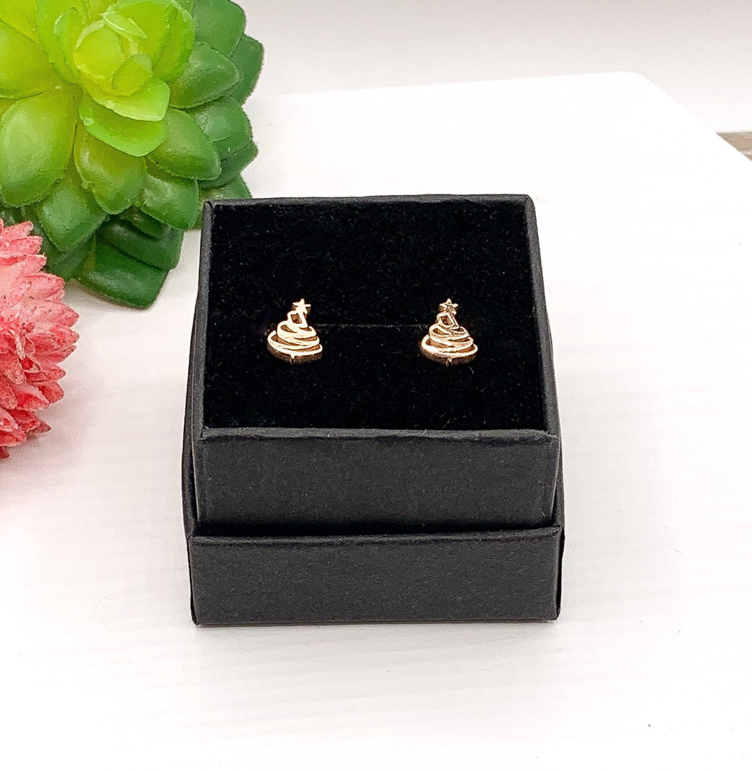 Tiny Christmas Tree Stud Earrings, Reindeer Earrings, Sterling Silver Studs, Holiday Jewelry, Asymmetric Earrings, Stocking Stuffer for Her