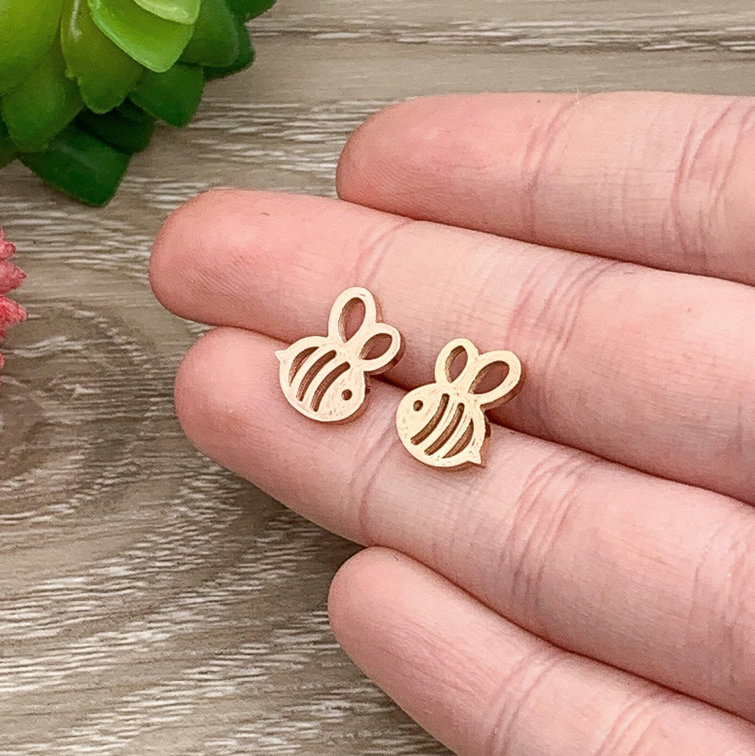 Honey Bee Stud Earrings Silver, Tiny Bee Earrings, Bumble Bee Jewelry, Minimal Stud Earrings, Insect Jewelry, Boho Earrings, Birthday Gift