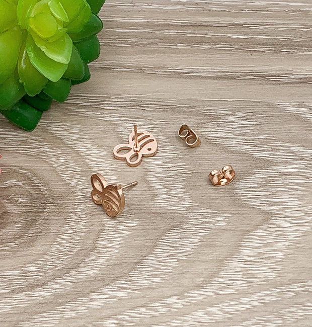 Honey Bee Stud Earrings Silver, Tiny Bee Earrings, Bumble Bee Jewelry, Minimal Stud Earrings, Insect Jewelry, Boho Earrings, Birthday Gift