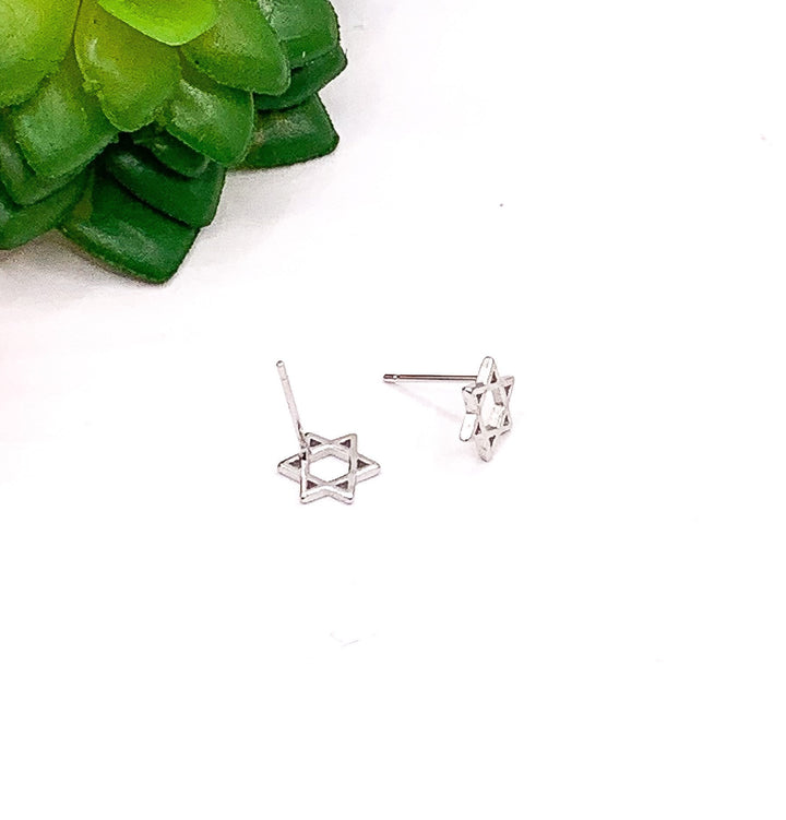 Tiny Star of David Earrings, Sterling Silver Stud Earrings, Bat Mitzvah Gift, Jewish Jewelry, Hanukkah Gift for Her, Religious Earrings