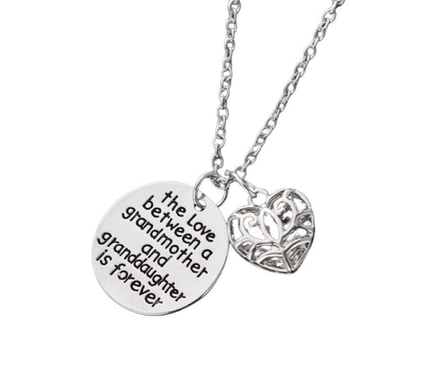 The Love Between a Grandmother and Granddaughter is forever, Grandma Necklace, Gift from Granddaughter, Birthday Gift for Grandmother