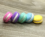 Macaron Kawaii Food Charm, Polymer Clay, Blue, Green, Pink, Purple, Yellow