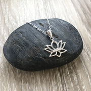 Lotus Flower Necklace, Dainty Silver Flower Necklace, Sterling Silver Necklace, Lotus Flower Gifts, Yoga Jewelry, Best Friend Gift, Birthday