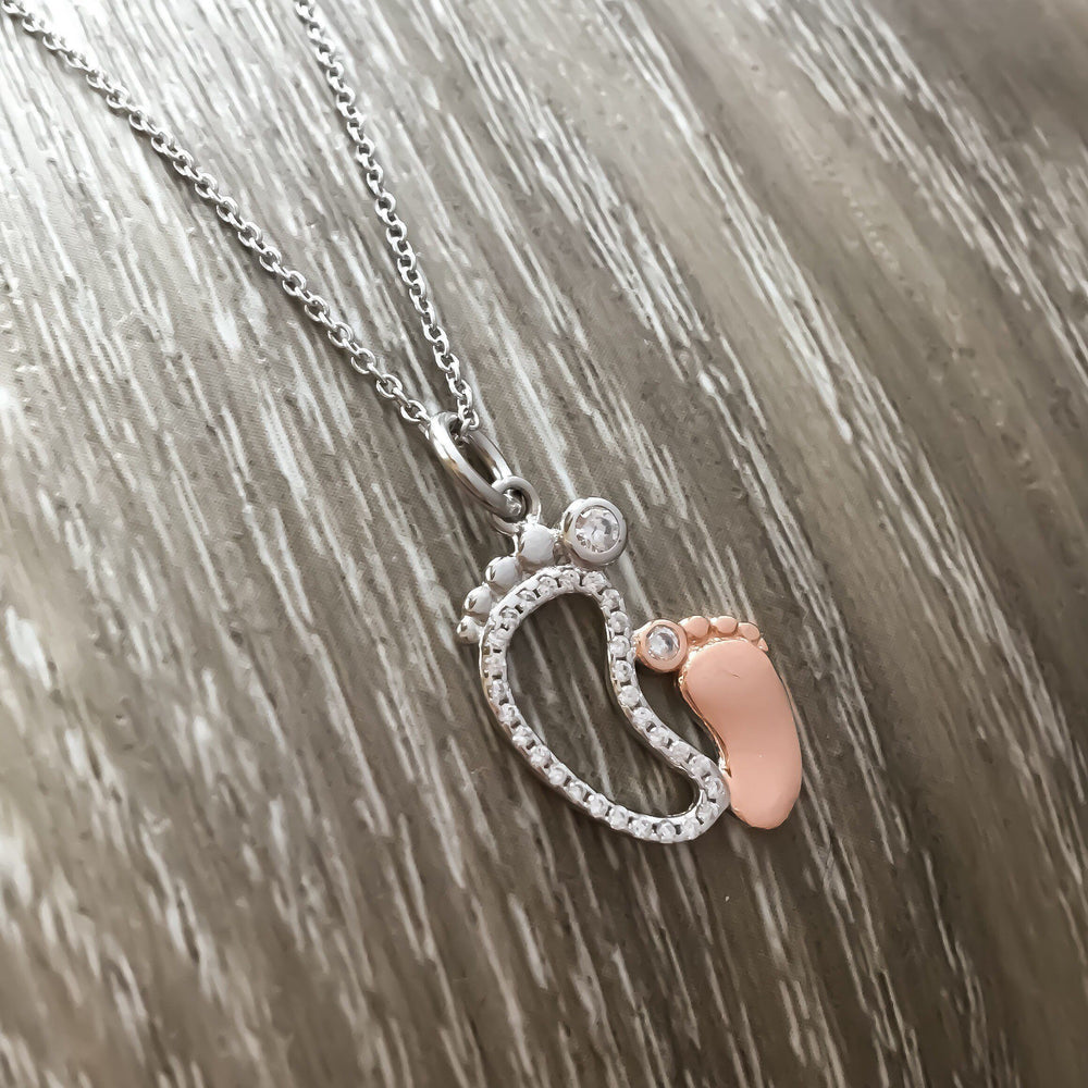 Mother Child Necklace, Baby Footprints Pendant, Miscarriage Jewelry, Loss Of Child, Stillborn Necklace, New Mama Gift, Motherhood Jewelry