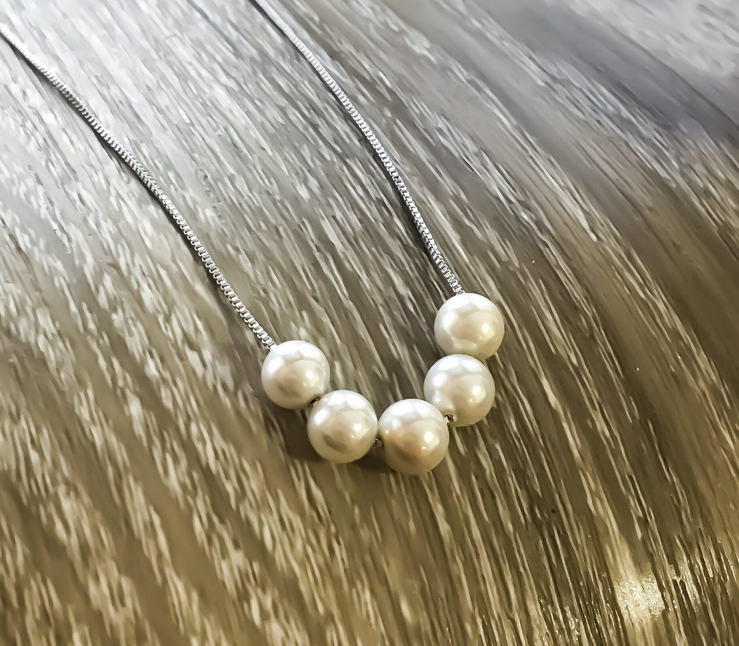 Multiple Pearl Necklace, Dainty Pearls Necklace, Friendship Gift, Sterling Silver, Bridesmaid Gift, Minimalist Jewelry, Birthday, Wedding