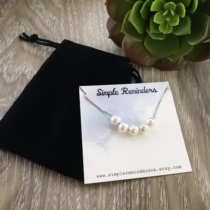 Multiple Pearl Necklace, Dainty Pearls Necklace, Friendship Gift, Sterling Silver, Bridesmaid Gift, Minimalist Jewelry, Birthday, Wedding