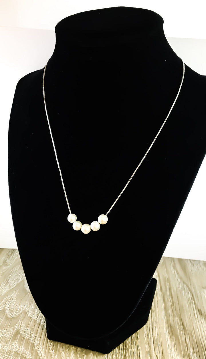 Multiple Pearl Necklace, Dainty Pearls Necklace, Friendship Gift, Sterling Silver, Bridesmaid Gift, Minimalist Jewelry, Birthday, Wedding