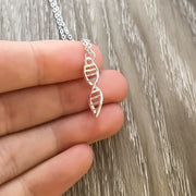 Tiny DNA Necklace, Dainty Sterling Silver Pendant, Double Helix Jewelry, Biology Necklace, Medical Student Gift, Science, Doctor, Nurse Gift